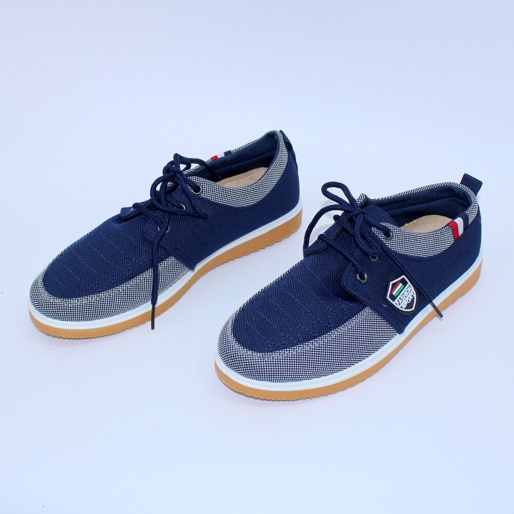 Fashion Sport Custom Pattern Blue Gray Canvas Shoes Lace Up NWOT